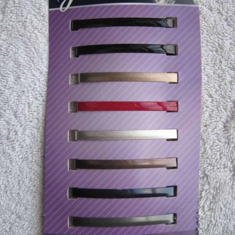 8 Goody 2 1/4" Painted Metal Stay Tight Put Hair Barrettes Secure Clasp Flat Bar